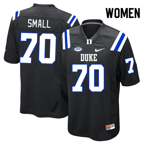 Women #70 Jack Small Duke Blue Devils College Football Jerseys Stitched-Black